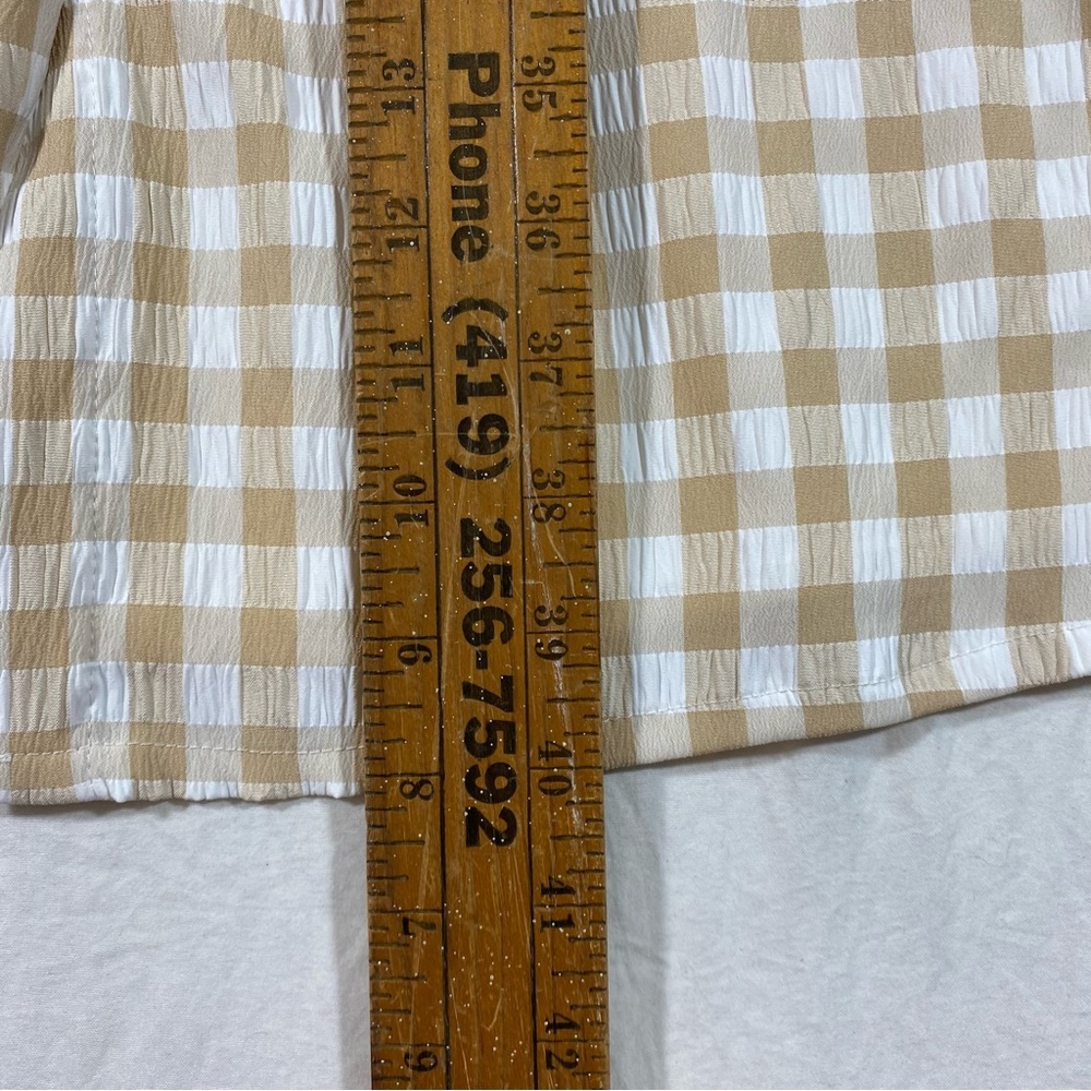Preston & York Dress Seersucker Woman 6 Gingham Button Down Midi 3/4 sleeve NWT - Picture 15 of 16